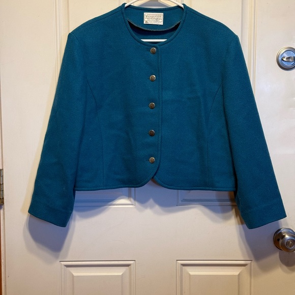 Pendleton Jackets & Blazers - Pendleton Teal Collarless Wool Jacket